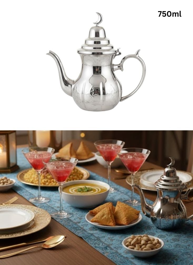 بريميم إبريق شاي عربي فضي تقليدي على طراز الدلة سعة سبعمئة وخمسين ملليلتر - Image 1